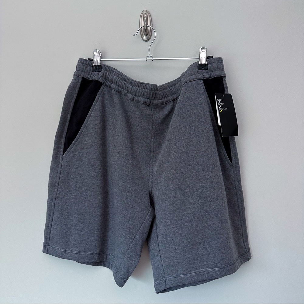 Zella Gray Athletic Shorts Inner Drawstring Black Mesh Detail